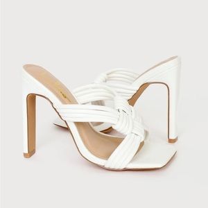 Lulus Alvana White Woven High Heel Sandals